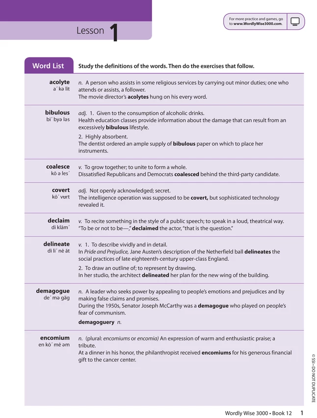 Wordly Wise 3000 Student Book, 3rd Edition, Grade 12 5 Wordly Wise 3000 Student Book, 3rd Edition, Grade 12 - Image 3
