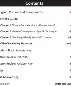 Wordly Wise 3000 Teacher's Resource Book, 3rd Edition, Grade 10 -Wordly Wise 3000 Shop 0838876234 toc ww3k ecommfullsize