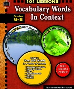 Teacher Created Resources 101 Lessons Vocabulary Words In Context Book, Grades 6 - 8, 112 Pages