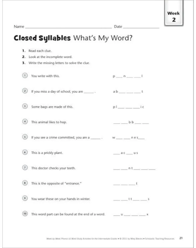 Scholastic Week By Week Phonics And Word Study For The Intermediate Grades, Grades 3-6 4 Scholastic Week By Week Phonics And Word Study For The Intermediate Grades, Grades 3-6 - Image 2