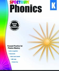 Spectrum Paperback Phonics Workbook, Grade K, Ages 5 To 6, 144 Pages