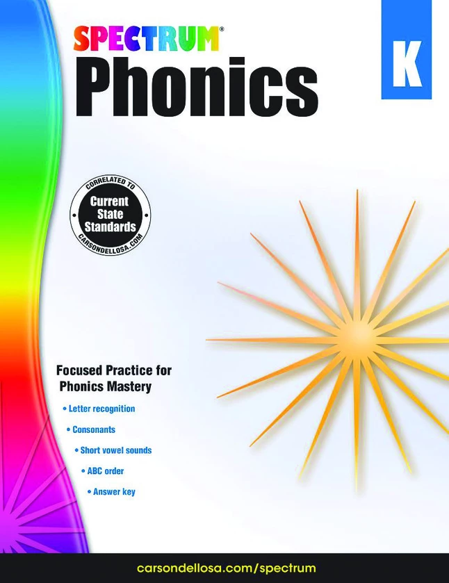 Spectrum Paperback Phonics Workbook, Grade K, Ages 5 To 6, 144 Pages 3 Spectrum Paperback Phonics Workbook, Grade K, Ages 5 To 6, 144 Pages