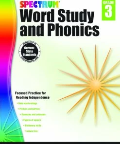 Spectrum Paperback Word Study And Phonics Workbook, Grade 3, Ages 8 To 9, 168 Pages