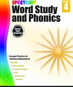 Spectrum Paperback Word Study And Phonics Workbook, Grade 4, Ages 9 To 10, 176 Pages