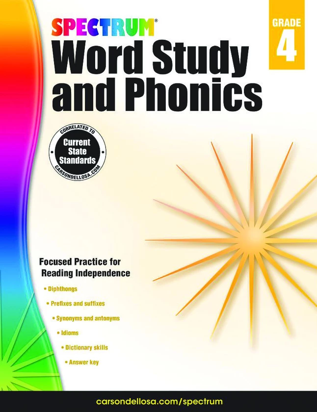 Spectrum Paperback Word Study And Phonics Workbook, Grade 4, Ages 9 To 10, 176 Pages 3 Spectrum Paperback Word Study And Phonics Workbook, Grade 4, Ages 9 To 10, 176 Pages