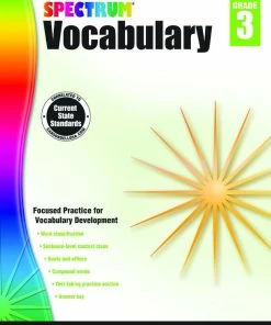 Spectrum Paperback Vocabulary Workbook, Grade 3, Ages 8 To 9, 160 Pages