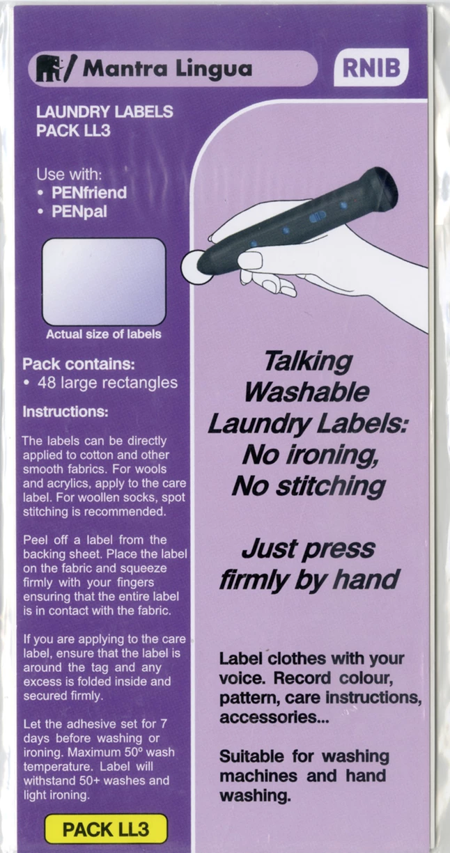 Mantra Lingua Talking Laundry Labels, Set 3, 48 Labels 3 Mantra Lingua Talking Laundry Labels, Set 3, 48 Labels