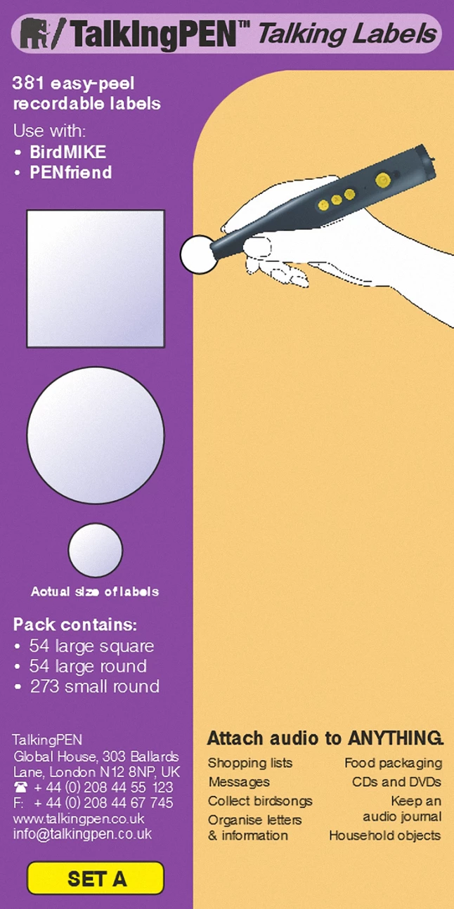 Mantra Lingua TalkingPEN Talking Labels, Set A, 318 Labels 3 Mantra Lingua TalkingPEN Talking Labels, Set A, 318 Labels