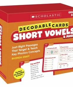 Scholastic Cards Decodable Short Vowels Cards, Set Of 125, Grades K-2