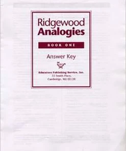 Ridgewood Analogies, Book 1, Answer Key