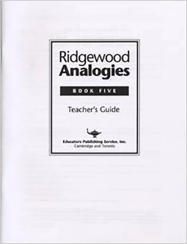 Ridgewood Analogies, Book 5, Answer Key 3 Ridgewood Analogies, Book 5, Answer Key