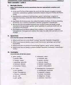 Vocab Clssical Roots Vocabulary From Classical Roots, Book C, Test