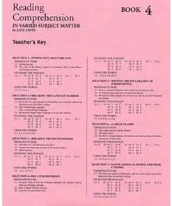 Readng Comp, Erc Mrc Reading Comprehension, Answer Key, Book 4