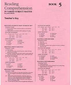 Readng Comp, Erc Mrc Reading Comprehension, Answer Key, Book 5