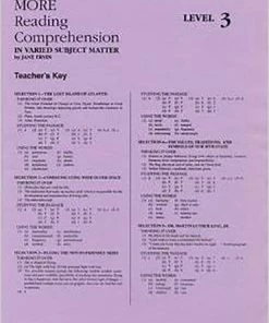 Readng Comp, Erc Mrc MORE Reading Comprehension, Answer Key, Level 3