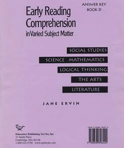 Readng Comp, Erc Mrc Early Reading Comprehension, Answer Key, Book D